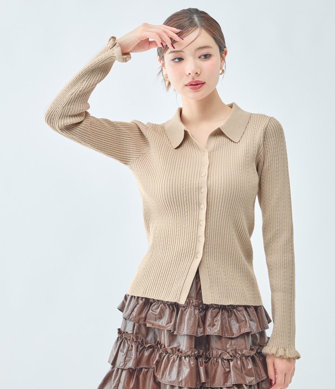 スキッパーニットトップス(ワンサイズ アイボリー): PEACH JOHN