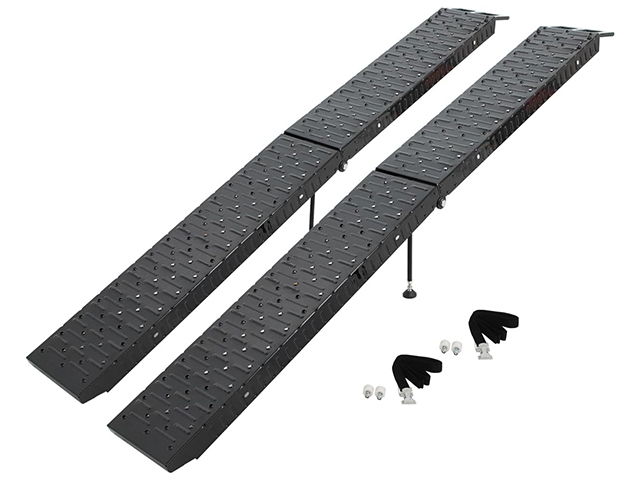 折り畳み式 汎用 ラダーレール バイクスロープ 2台 セット 黒 モーター