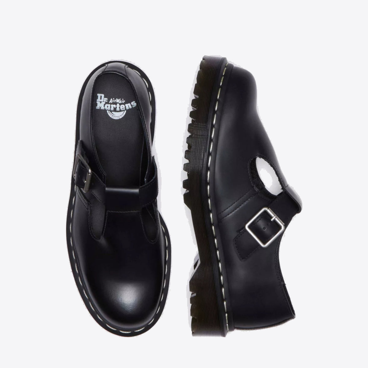 Buy DR MARTENS Polley Bex T-Bar Shoe - Black Polished Smooth