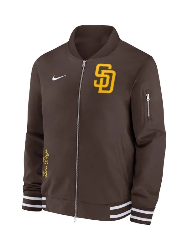 San Diego Padres MLB Brown Jacket | Padres Authentic Collection Bomber