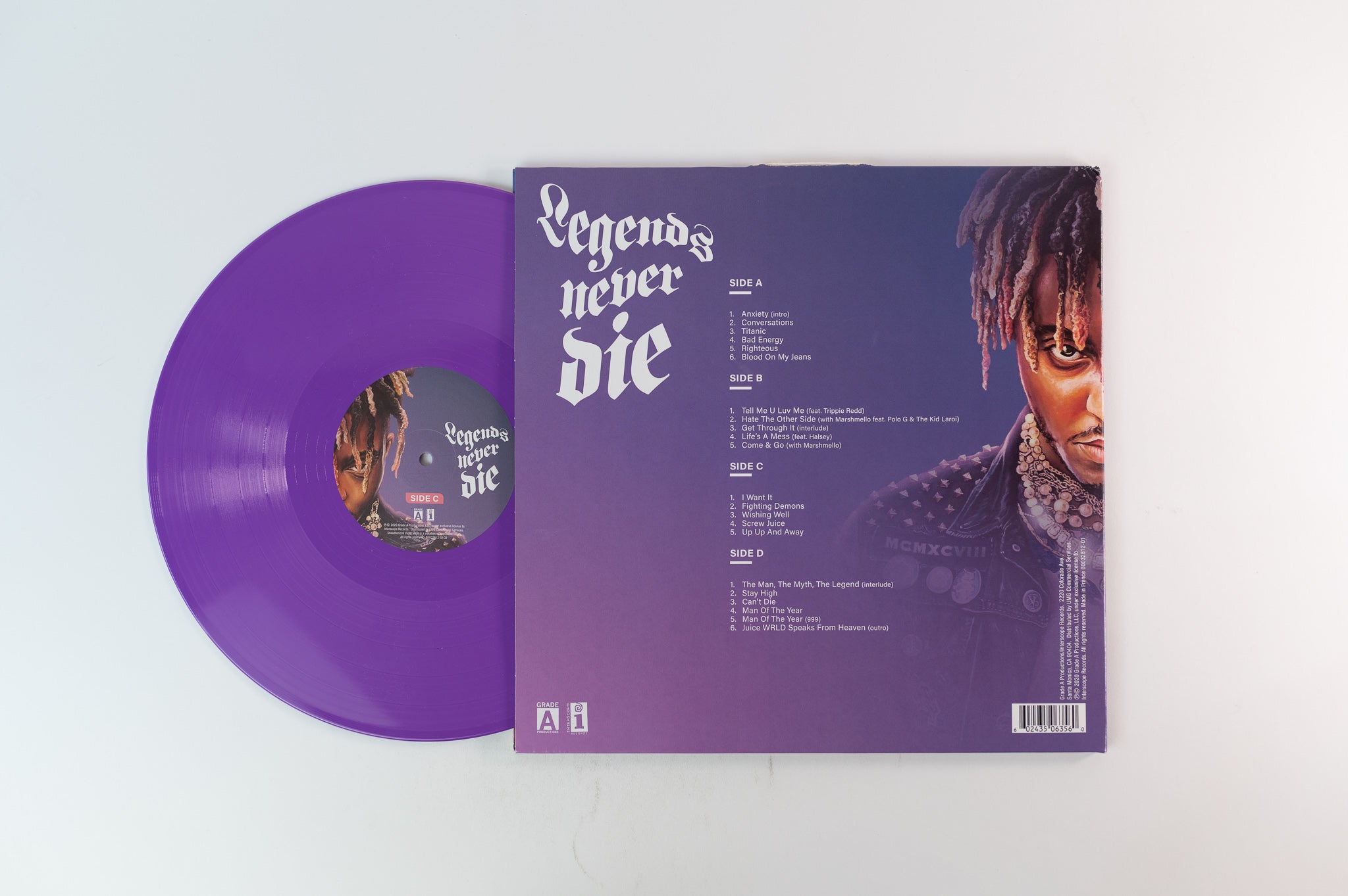Juice WRLD - Legends Never Die on Grade A Productions Limited Purple V