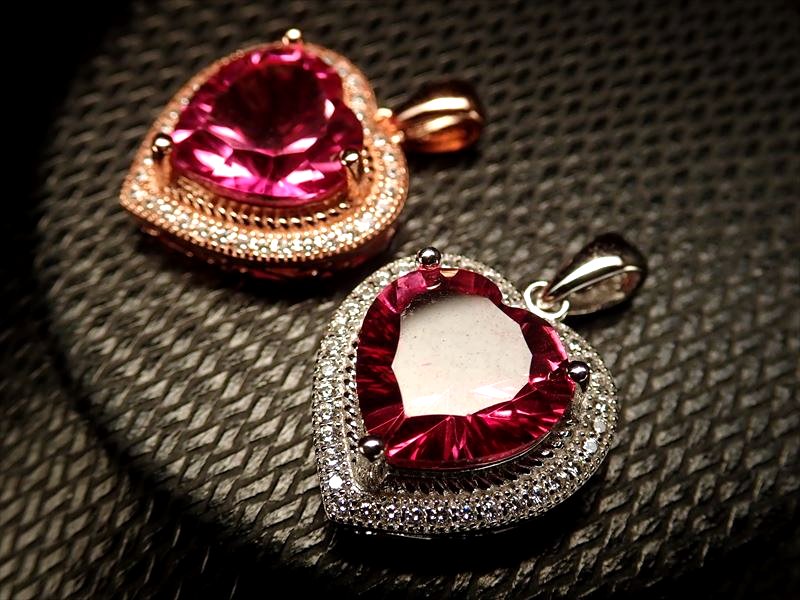 ◇極上ピンクカラー◇大粒ハート◇ジルコニア装飾◇5A◇ピンクトパーズ