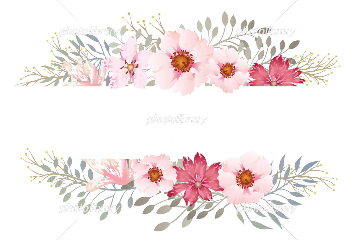 水彩風 花のフレームイラスト イラスト素材 [6223957] - フォトライブ