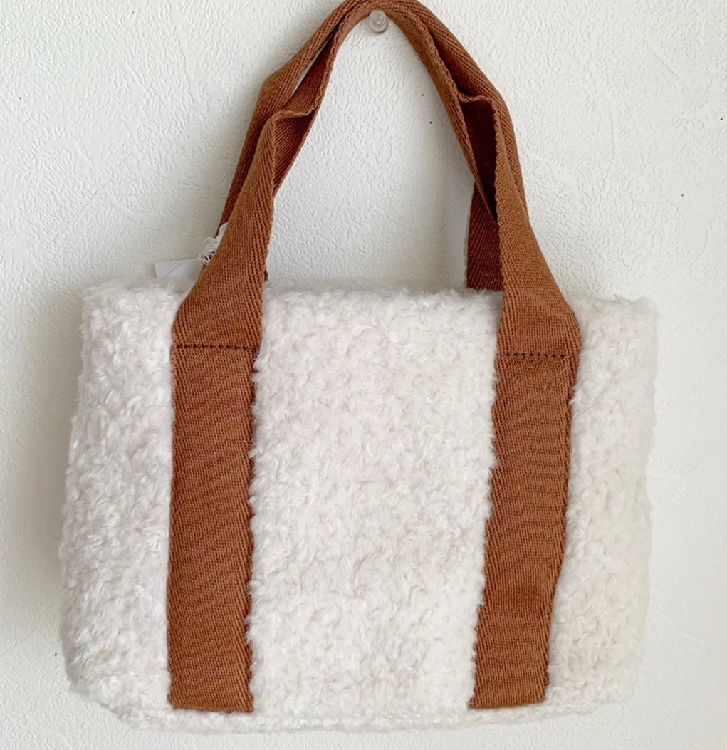 Chloe』クロエ もこもこ ロゴ ミニトートバッグ ショルダー付 Brown