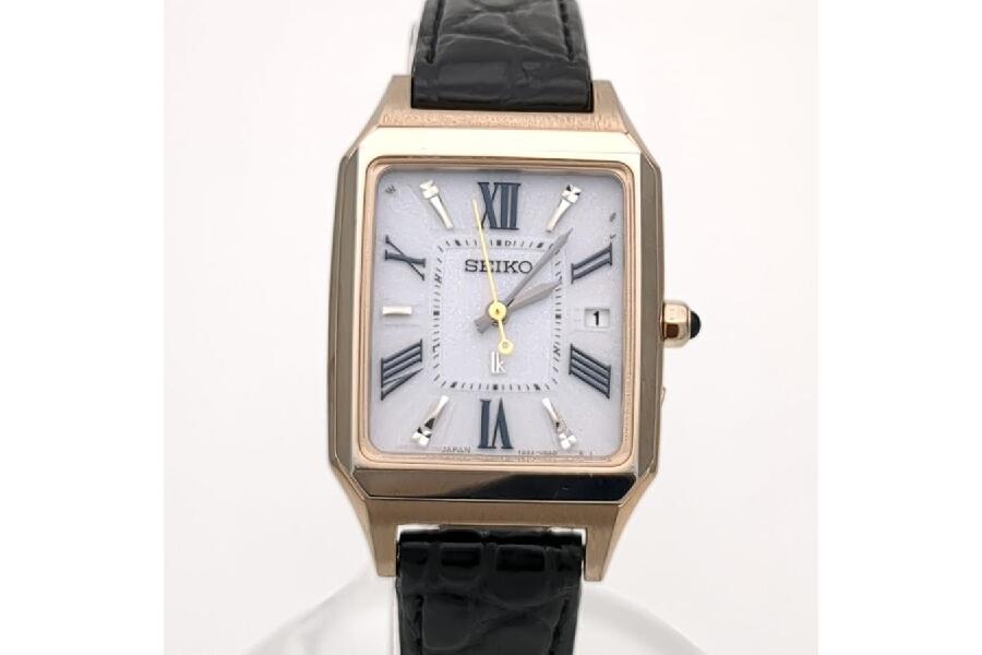 セイコー ルキア 腕時計 1B32-0AM0 ソーラー電波 レザー ベルト 9O0069