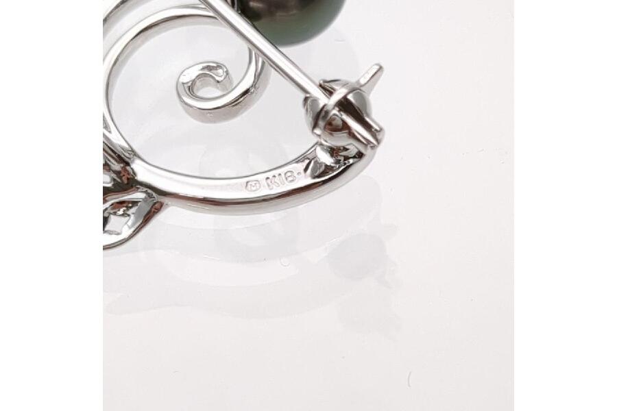 ミキモト パールブローチ K18 7.4g 真珠 9mm 8mm グレー MIKIMOTO 磨き