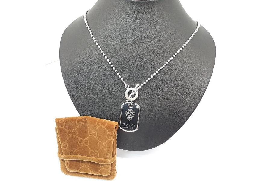 グッチ ネックレス シルバー925 GUCCI ドッグタグ 50cm SILVER925 新品