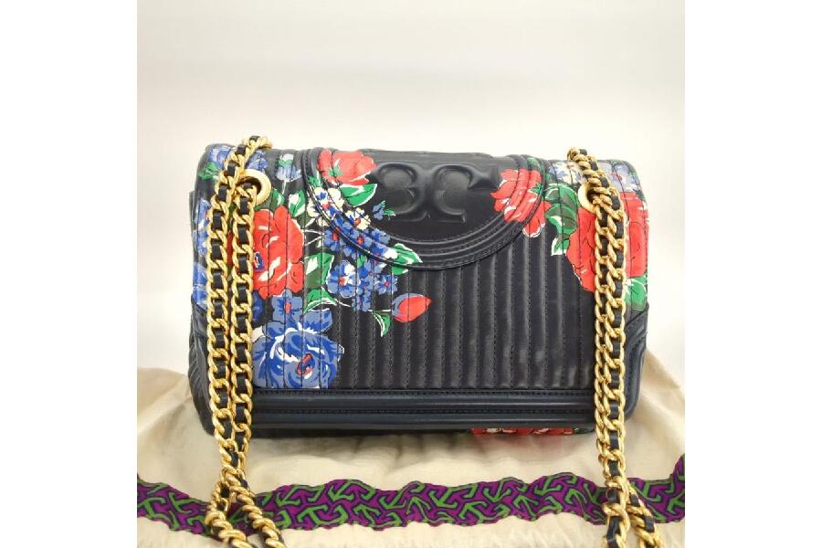 TORYBURCH トリーバーチ チェーンショルダーバッグ ネイビー/花柄