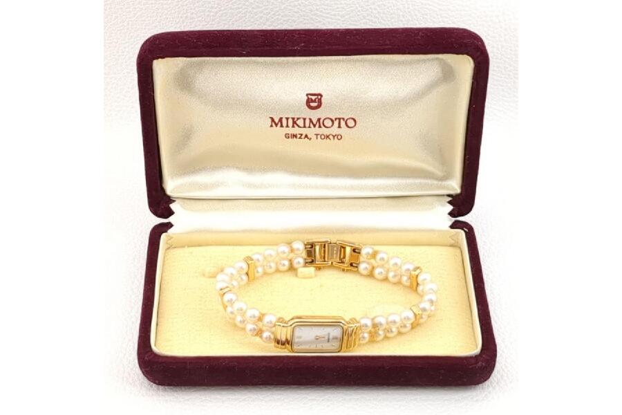 ミキモト 552-1455 クオーツ レディース 腕時計 シェル文字盤 真珠×GP