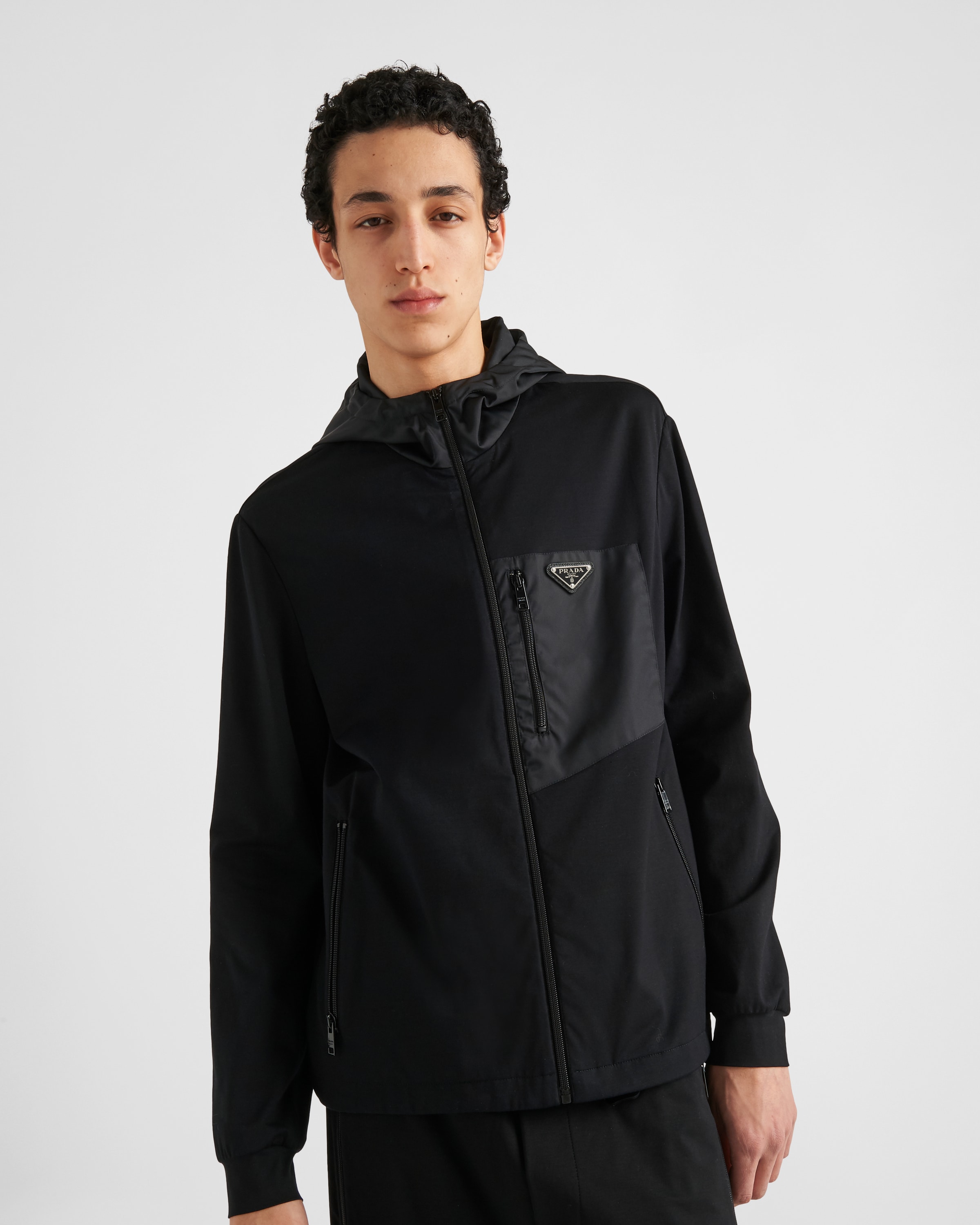 ブラック テクニカルコットンX Re-nylon カーディガン | PRADA