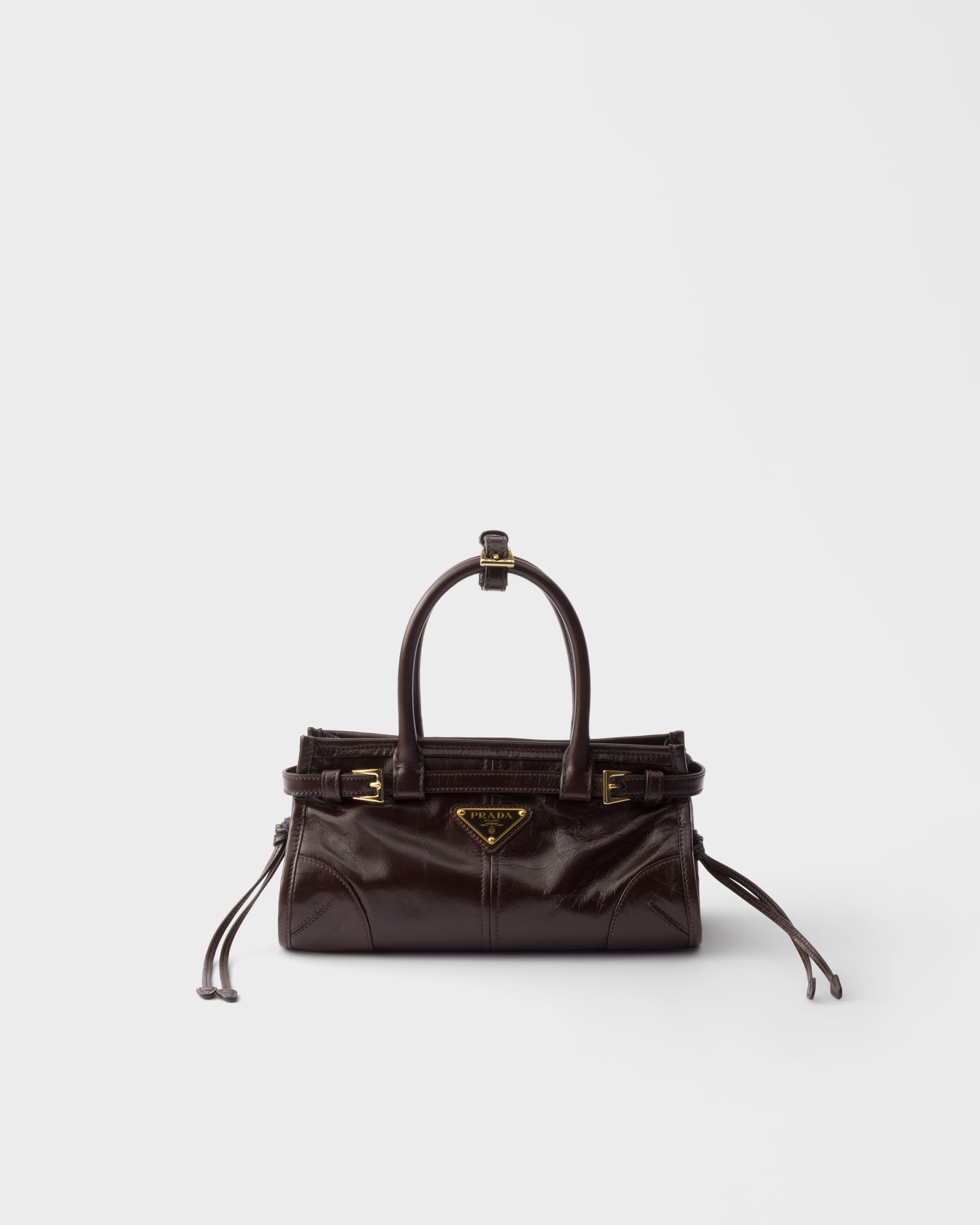 Dark Brown Prada Bonnie Leather Mini Handbag | PRADA