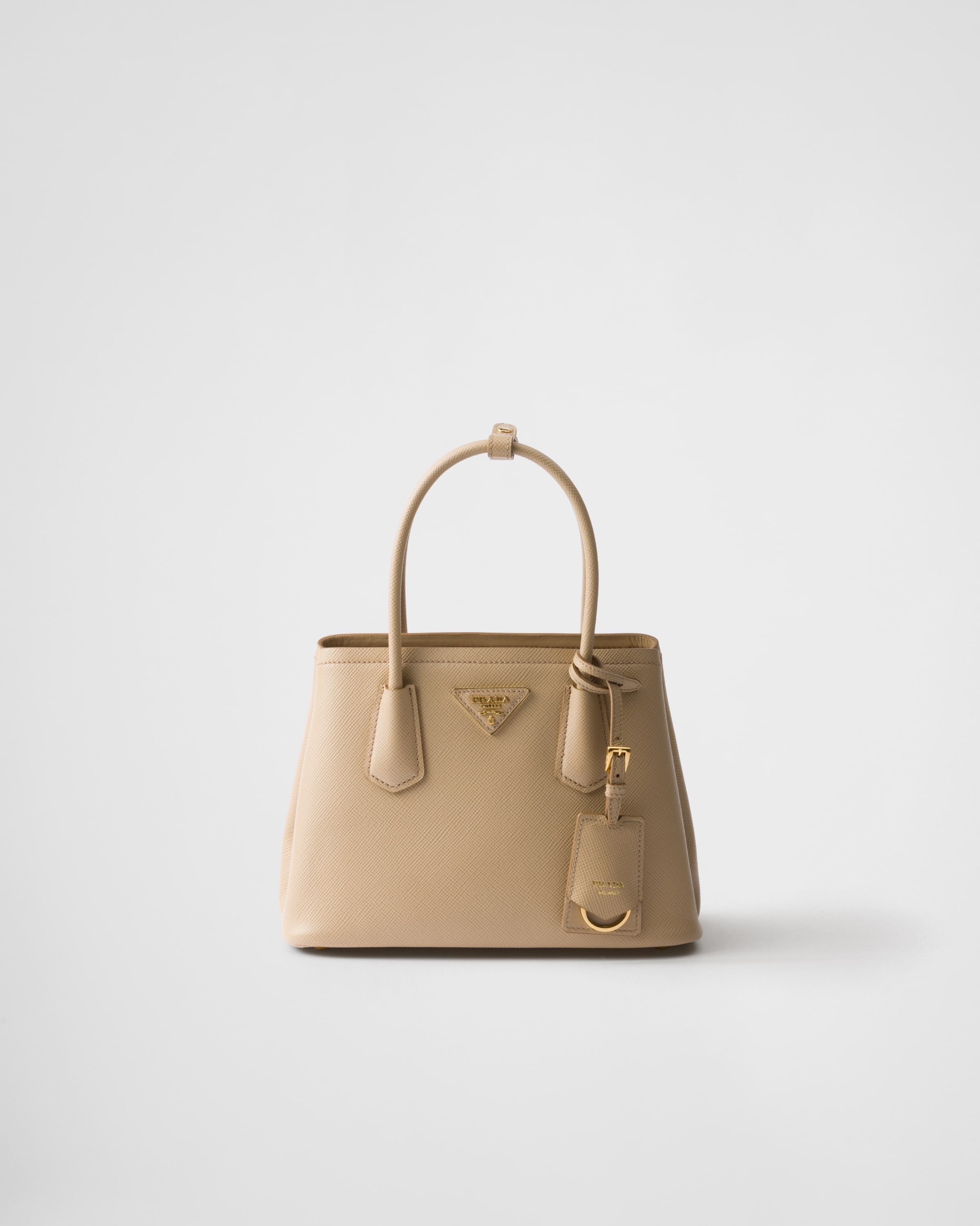 サンドベージュ プラダ ダブル スモール サフィアーノレザー バッグ