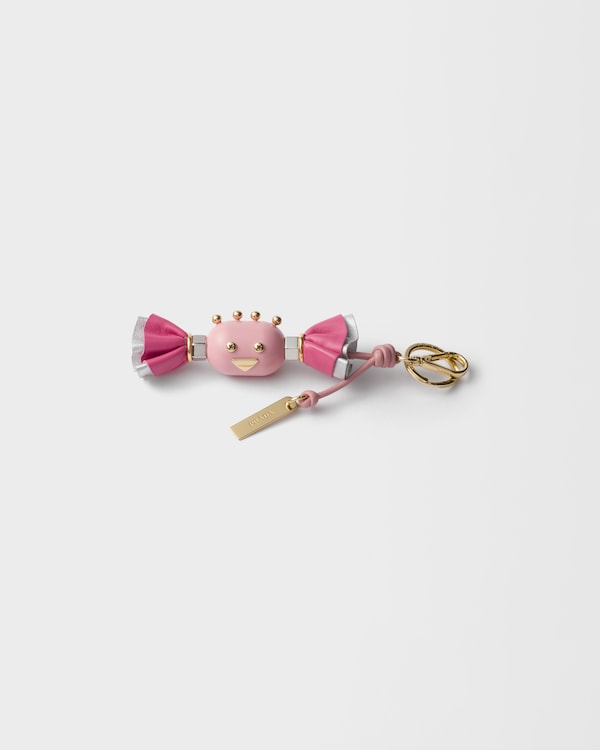 Begonia Pink/peach Candy Plexiglas And Leather Key Ring Charm | PRADA
