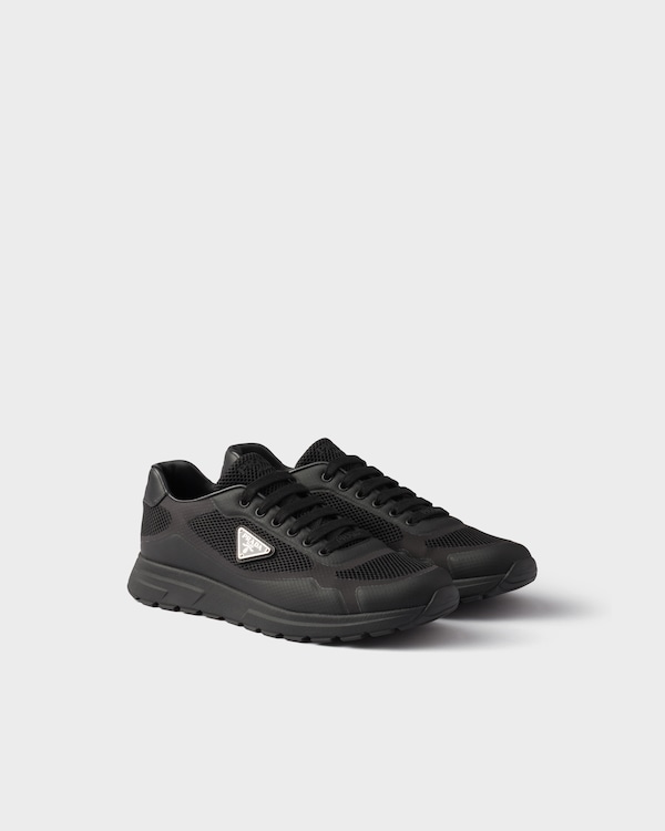 Black Leather Laced Sneakers | PRADA