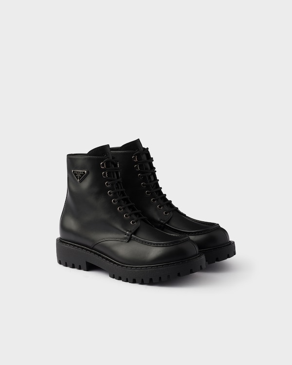 Black Brixxen Leather Booties | PRADA