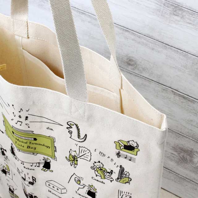 厚手コットンキャンバス・トート マチ付 《 Classic Cat 音楽用語図説