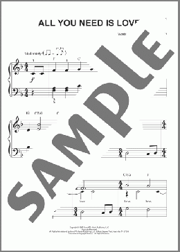 楽譜一覧】All You Need Is Love The Beatles - ヤマハ「ぷりんと楽譜」