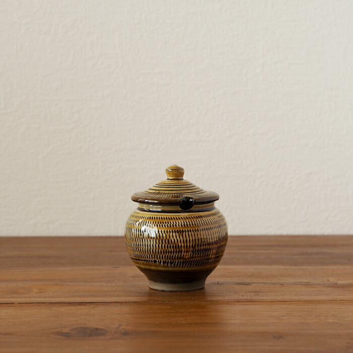 3月3日12:30再販】☆小鹿田焼 小袋窯 2合壺 飴釉飛びかんな | 食器と