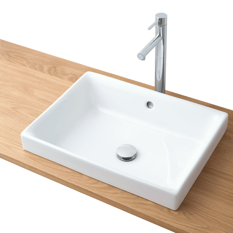 木の洗面カウンター スクエア洗面器 ローライズ 立水栓用 | KB-PR013