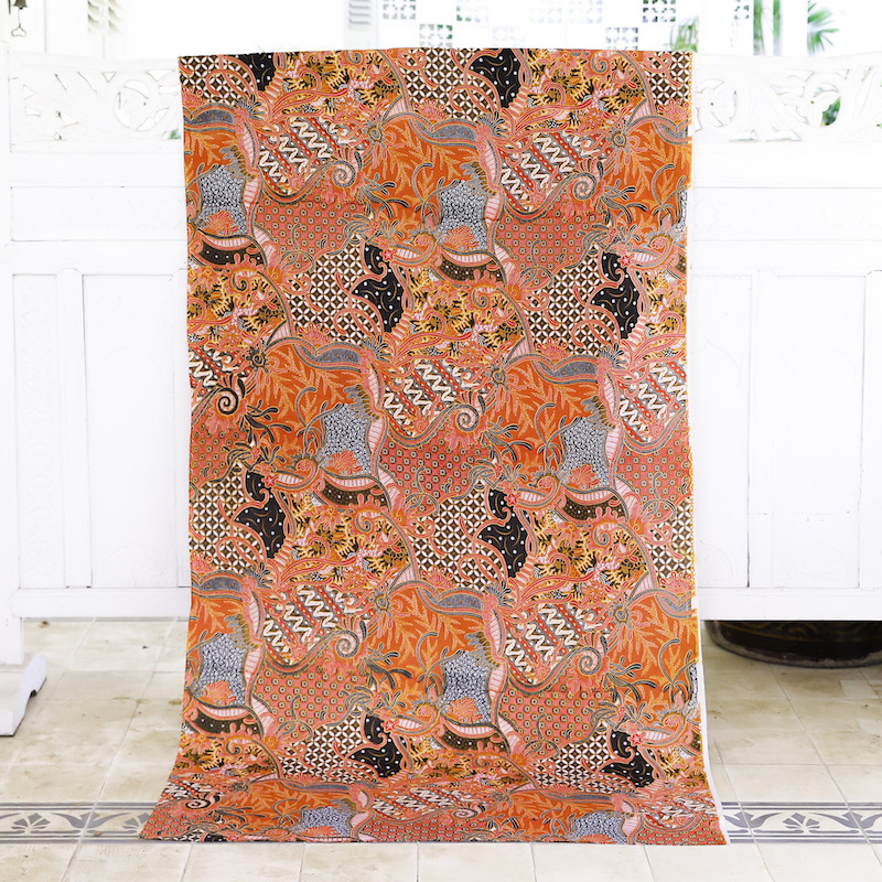 古布 ジャワ更紗（バティック）戦前 プカロンガン 菱ユリ紋 古布