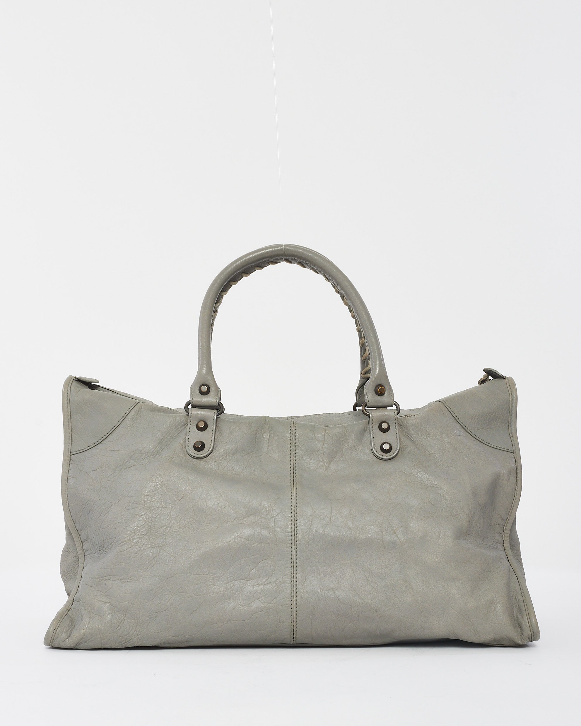 Explore a Balenciaga Grey Leather Large Work City Bag