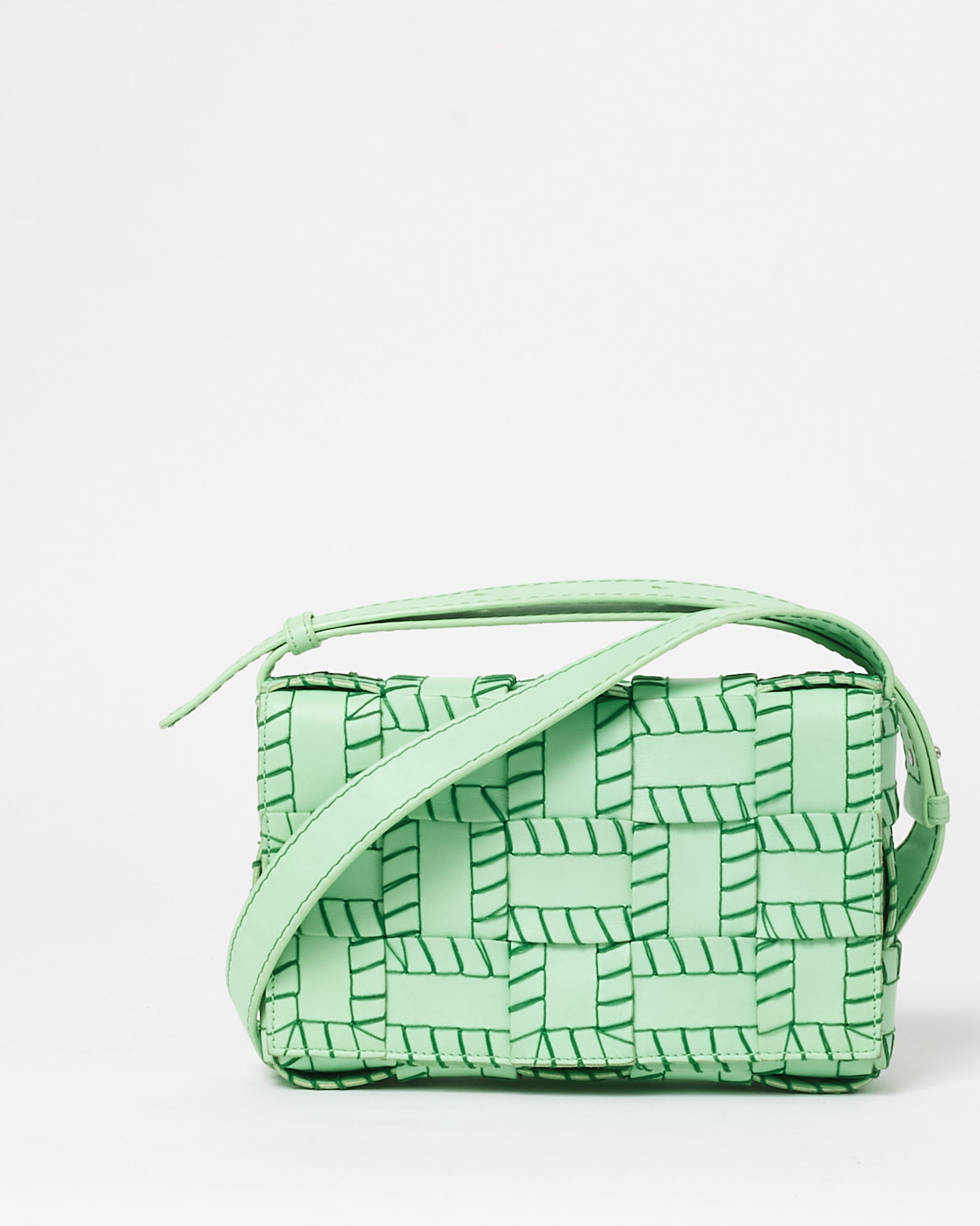 Buy Bottega Veneta Green Leather & Dark Green Stitch Cassette Bag