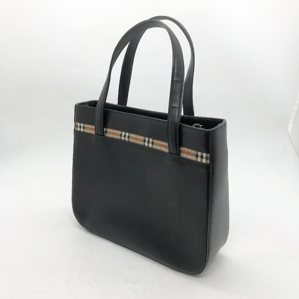 Burberry BLUE バーバリー トートバッグ レザー チェック ブラック