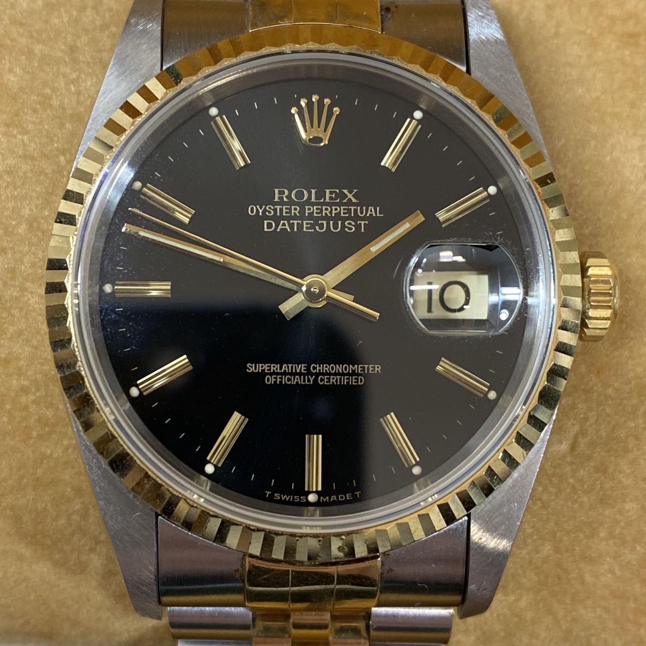 腕時計】ROLEX ロレックス 16233 デイトジャスト ブラック ゴールド X