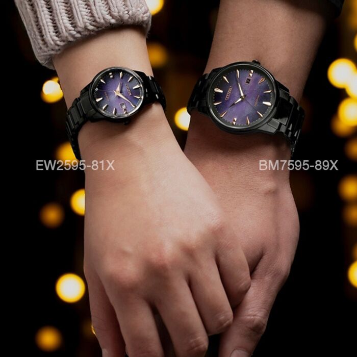 Citizen Eco-Drive Galaxy Purple Dial Sapphire Ladies Watch EW2595-81X