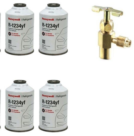 Honeywell R-1234yf, Four 8 ounce Cans (1 case) +1 Can Tap (Brand