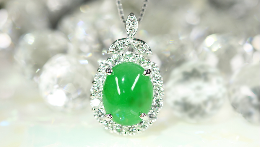 翡翠（ヒスイ） 4.1ct ダイヤモンド 0.7ct プラチナ ネックレス【品質