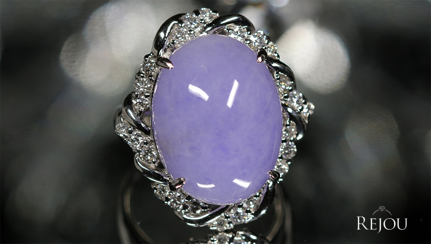 ラベンダー翡翠(ヒスイ) 約11ct ダイヤモンド 0.6ct プラチナ リング