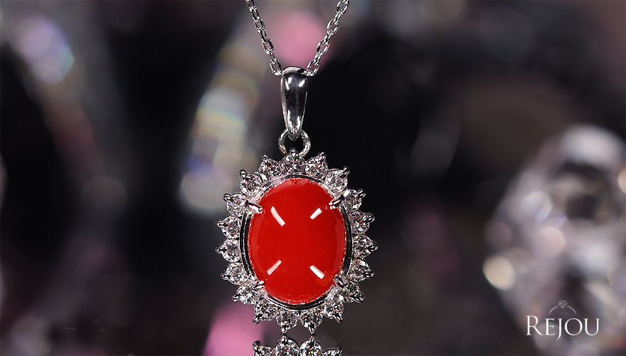 第427回抽選販売＞血赤珊瑚 2.0ct ダイヤモンド 0.4ct プラチナ