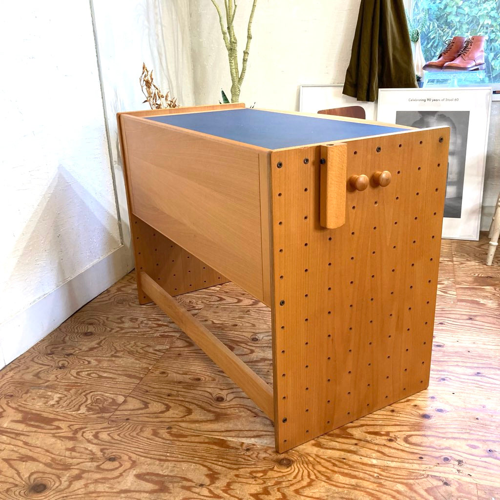 フォルミオ / Formio リノリウム天板 デスク 勉強机 中古 ブルー 青 木