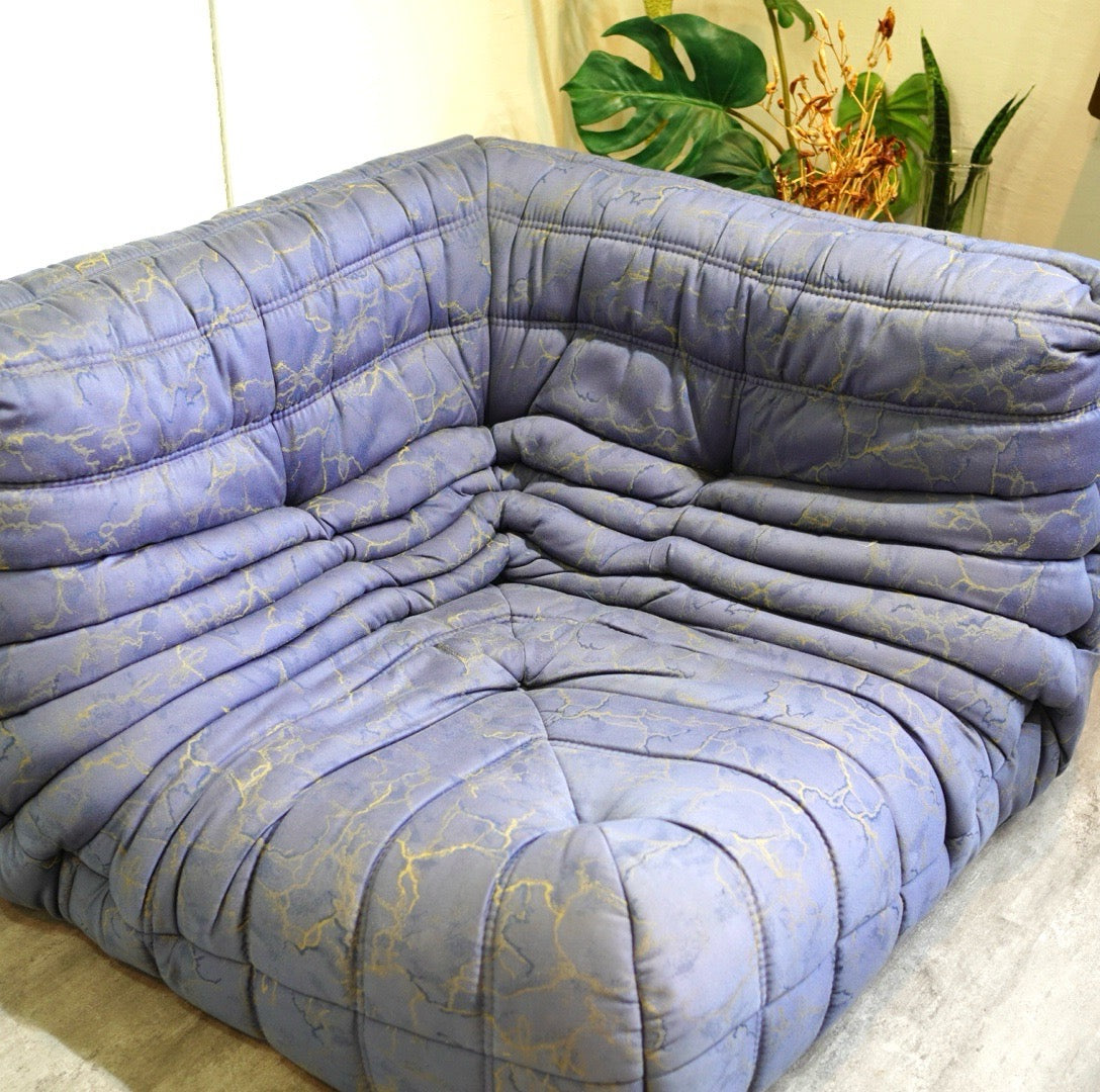 リーン・ロゼ ligne roset トーゴ コーナーソファ 1人掛け 中古 ブルー