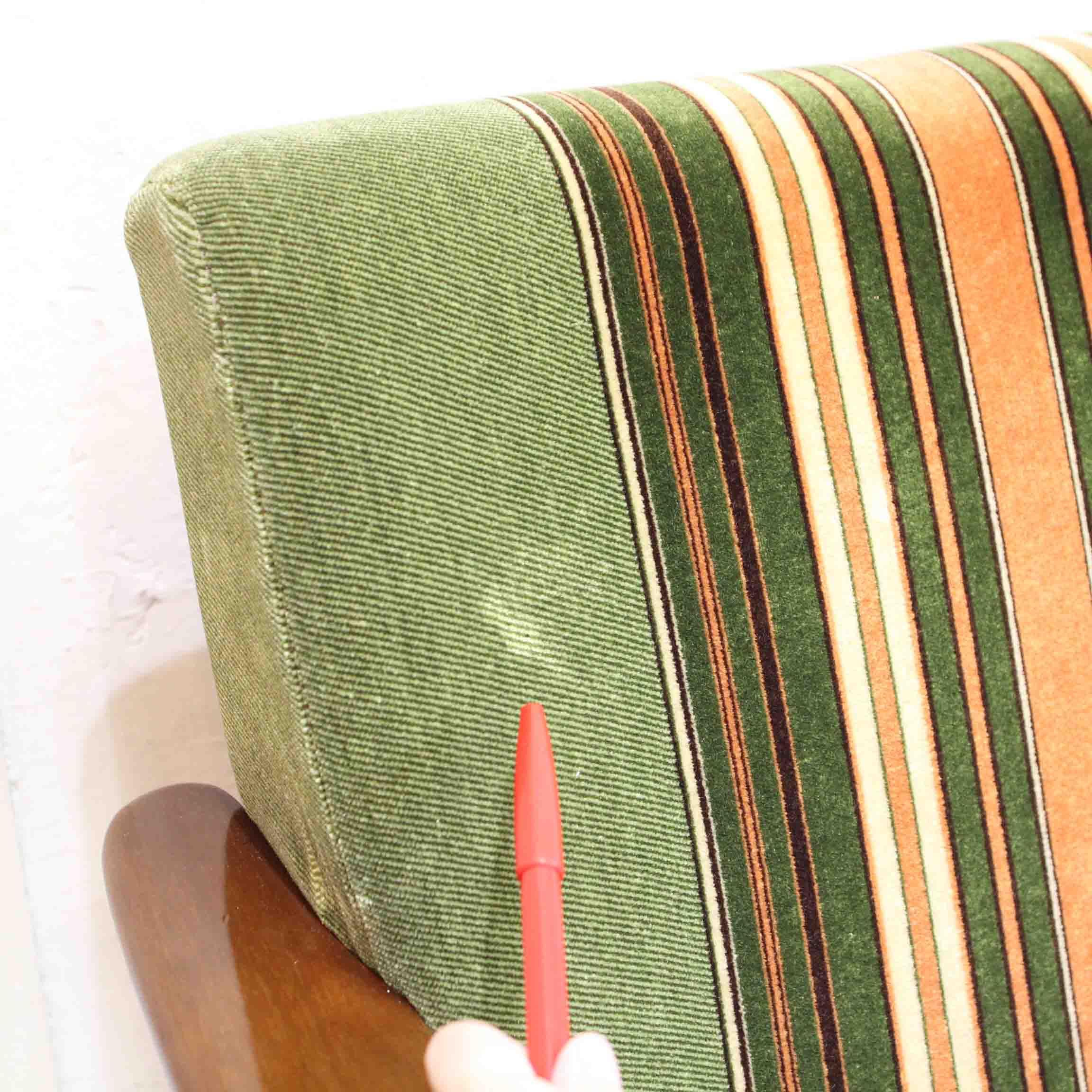 カリモク家具 オールドカリモク Kチェア 1シーター ストライプ