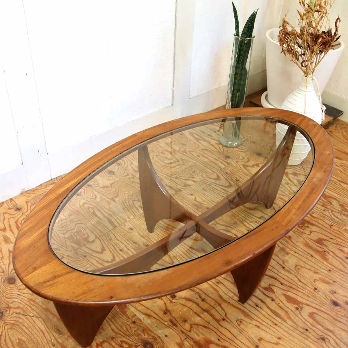 G-PLAN】 ガラスコーヒーテーブル オーバル イギリス家具 G-PLAN