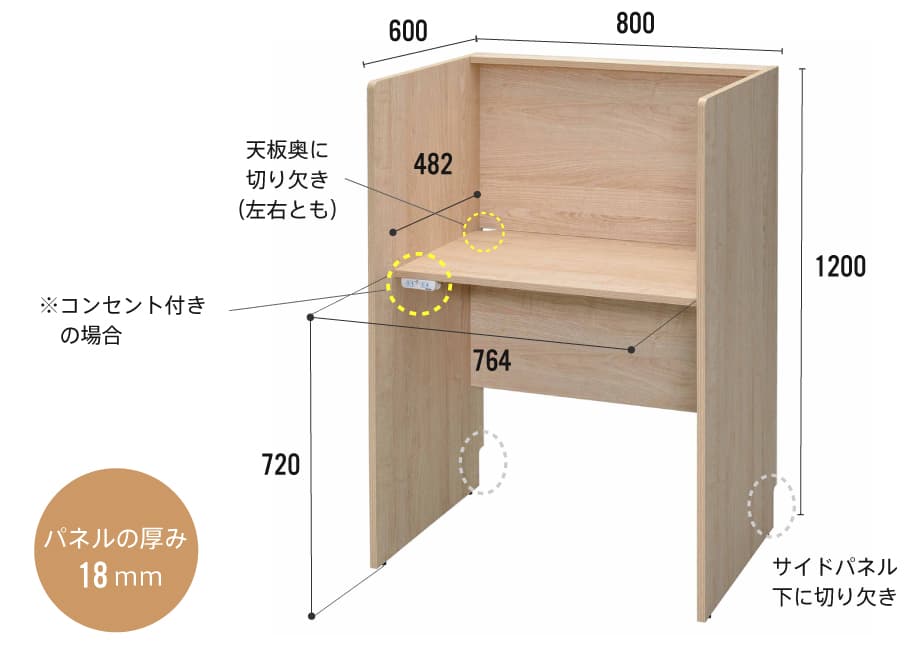 RFPCブースⅡ W800xD600 増連 ナチュラルⅡ 2ヶ口コンセント付き