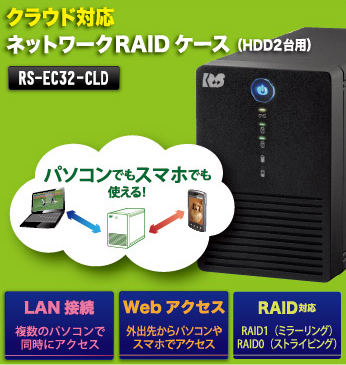 クラウド対応 ネットワークRAIDケース（3.5インチHDD2台用） RS-EC32
