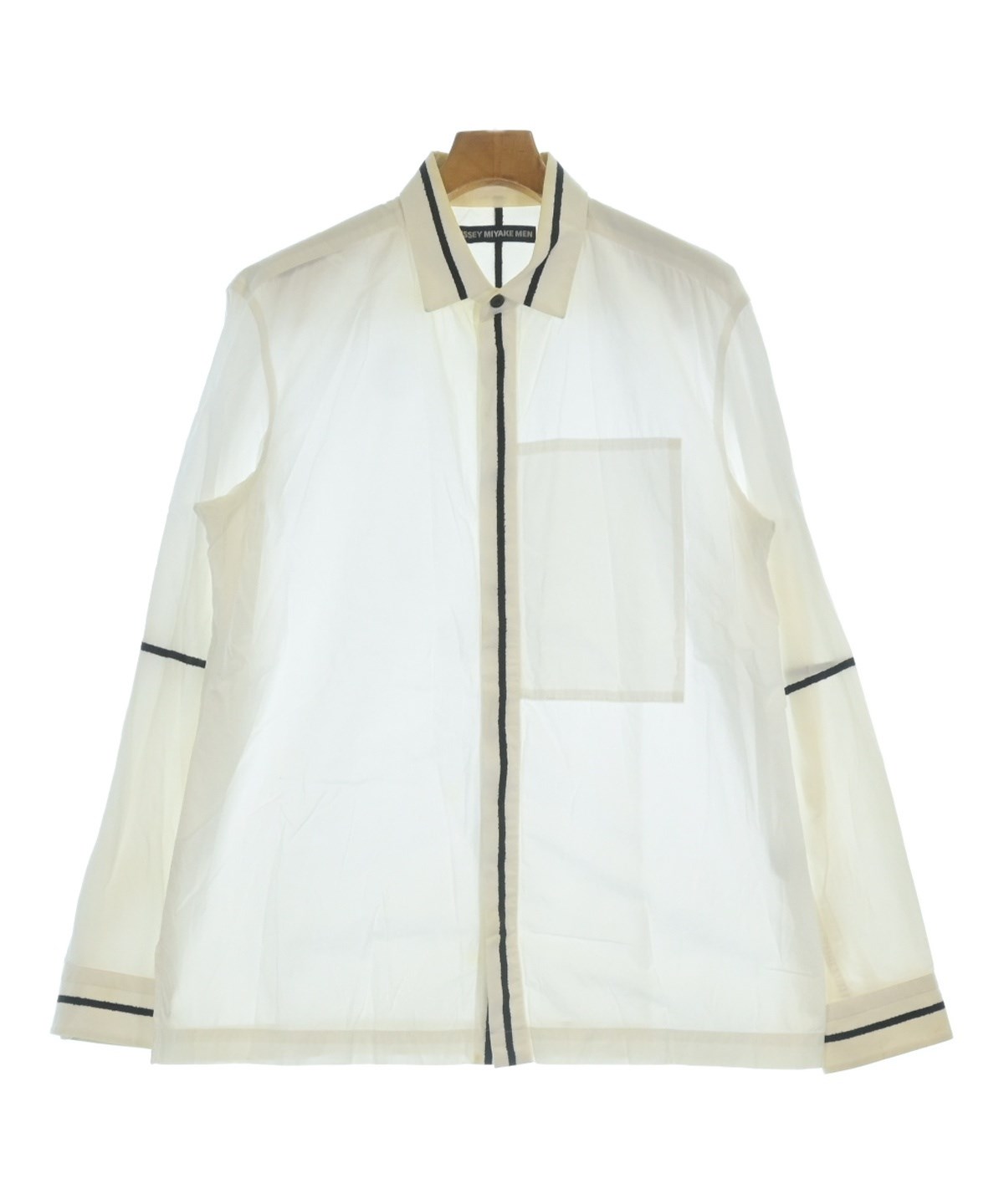 イッセイミヤケ ⭐️ホワイトリブ加工ボタンアップシャツ Lサイズ