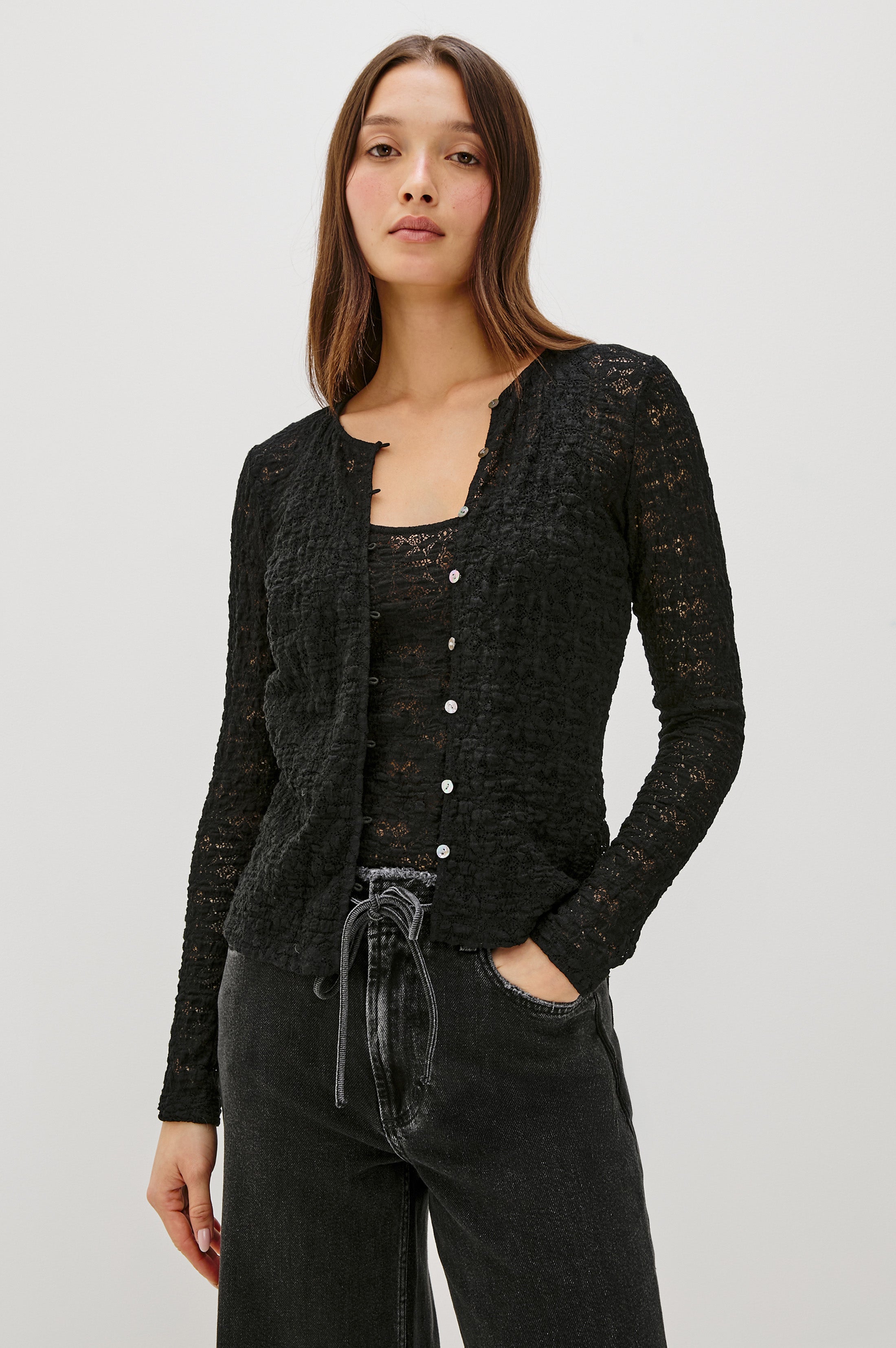 CYRAH TOP - BLACK LACE – Rails