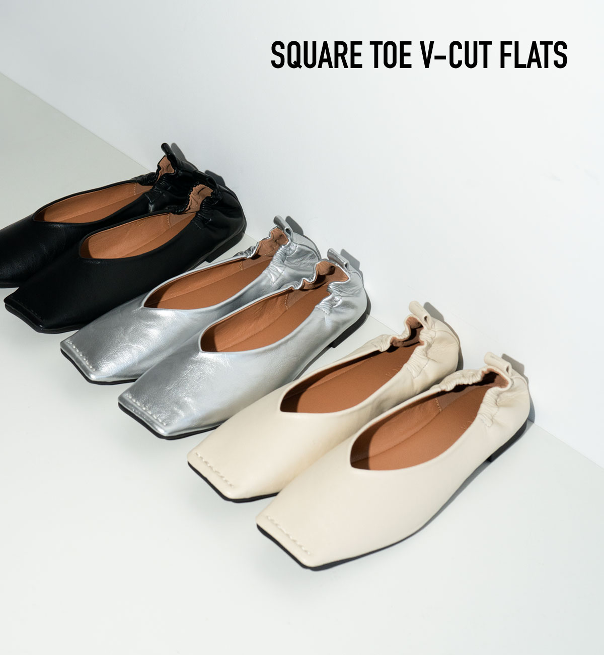 楽天市場】再再再再再入荷！ フラットシューズ Vカット スクエアトゥ