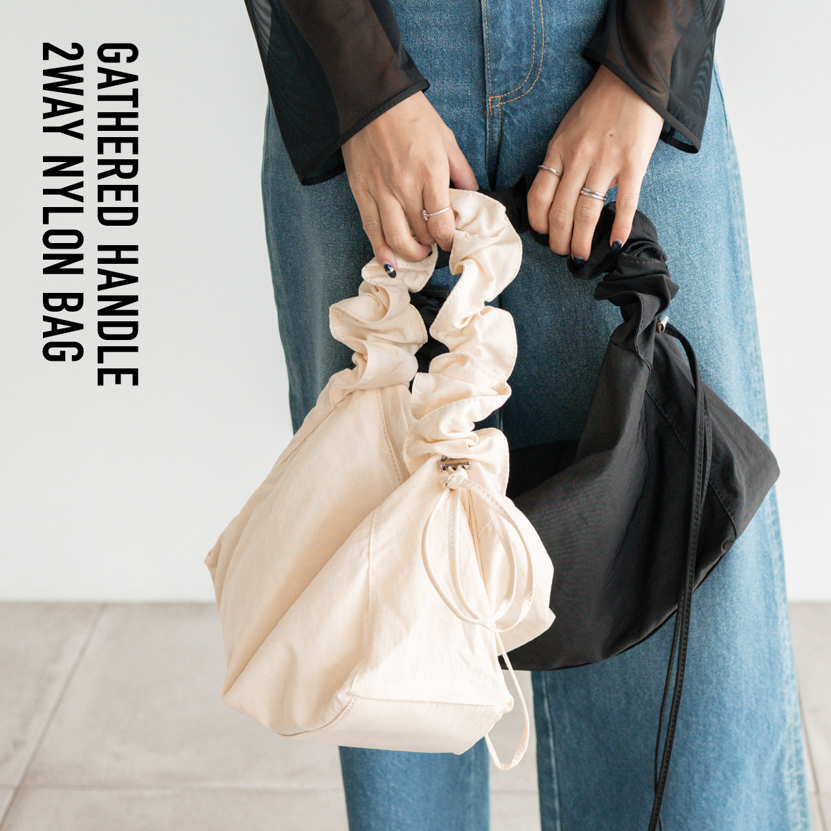 楽天市場】フリルハンドル ギャザーバッグ 2WAY レディース バッグ