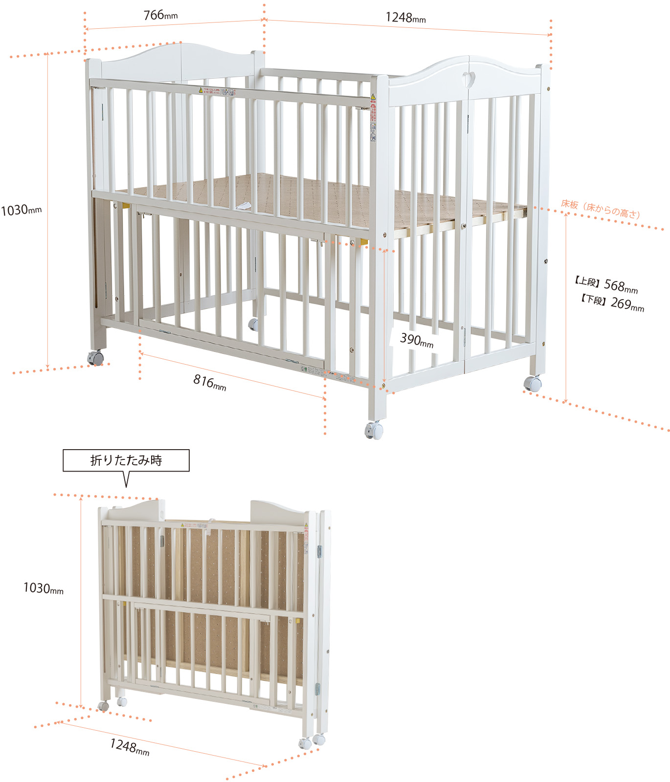 ベッド&ベビーベッド専門店『スリーピー』 日本製 「ワンタッチベビー