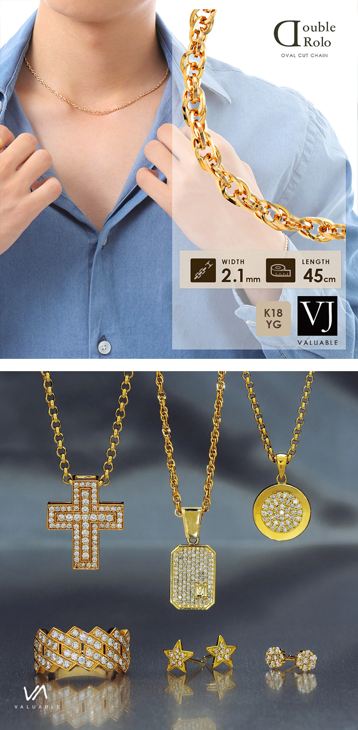 楽天市場】18金 メンズ イエローゴールド ダブル ロロ オーバルカット