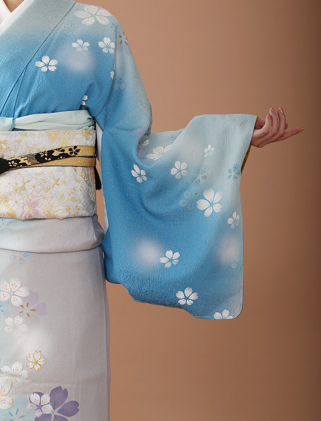 梅乃【162】正絹 訪問着 フルセット 美品 七五三 入卒式 お宮参り 水色