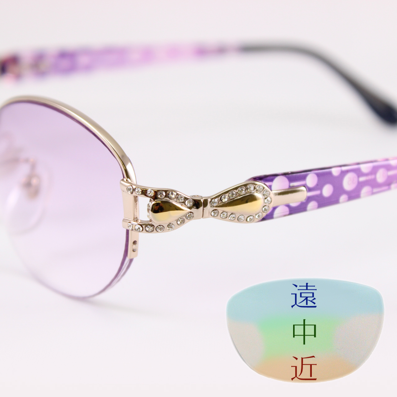 楽天市場】セレブに輝く リボンが飾るおしゃれ老眼鏡 パープルレンズ