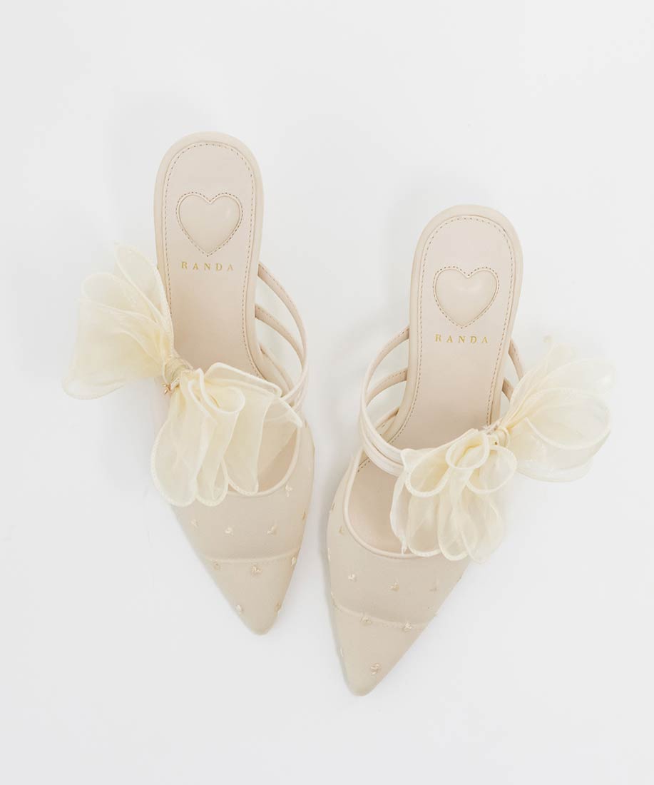 HEART COLLECTION】シフォンリボンハートミュールパンプスRANDA公式サイト