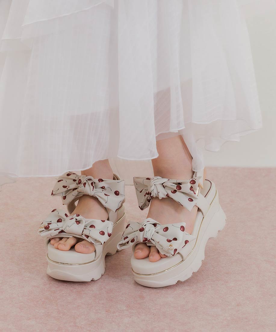 Cherry＆Strawberry】チェリープリントリボンスポーツサンダルRANDA