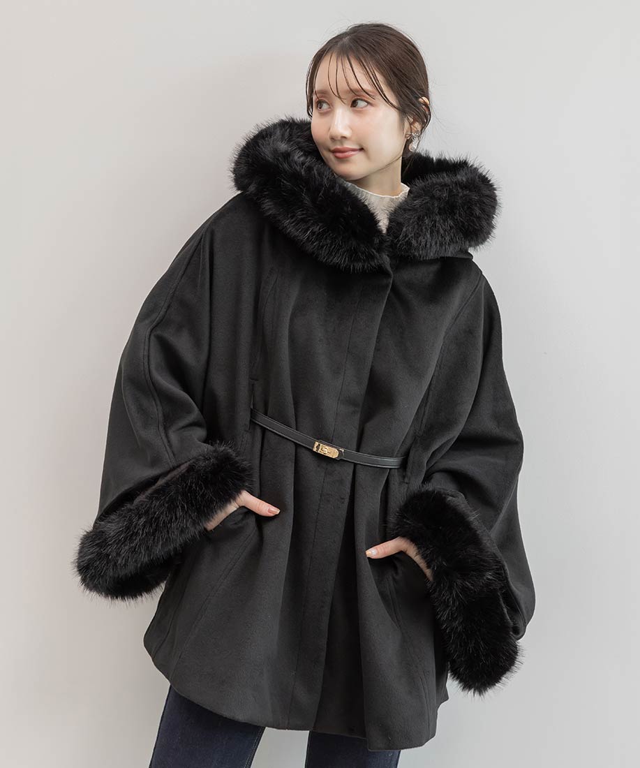 SALE】2WAY ファー付きミドルケープコートRANDA公式サイト